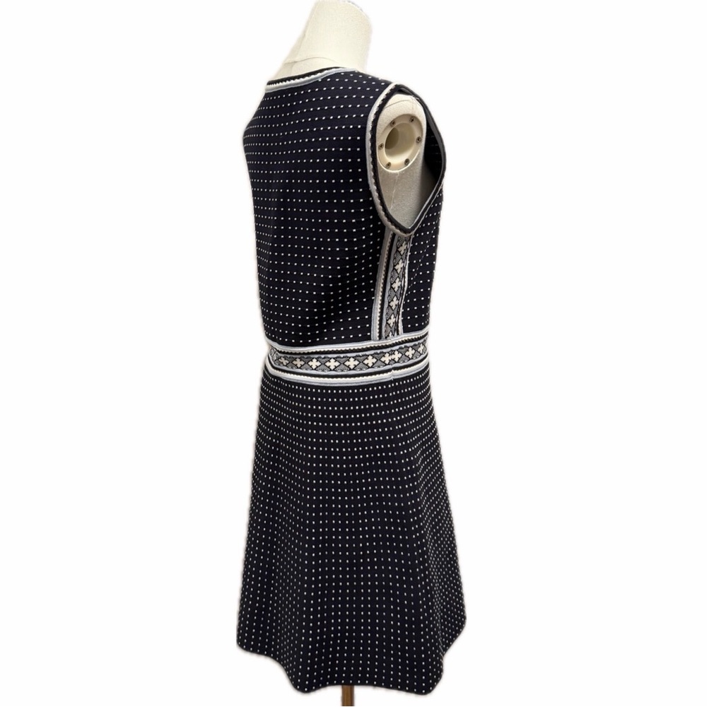 tory burch mini geo stitch sleeveless dress blue and white dot medium M - Picture 6 of 7